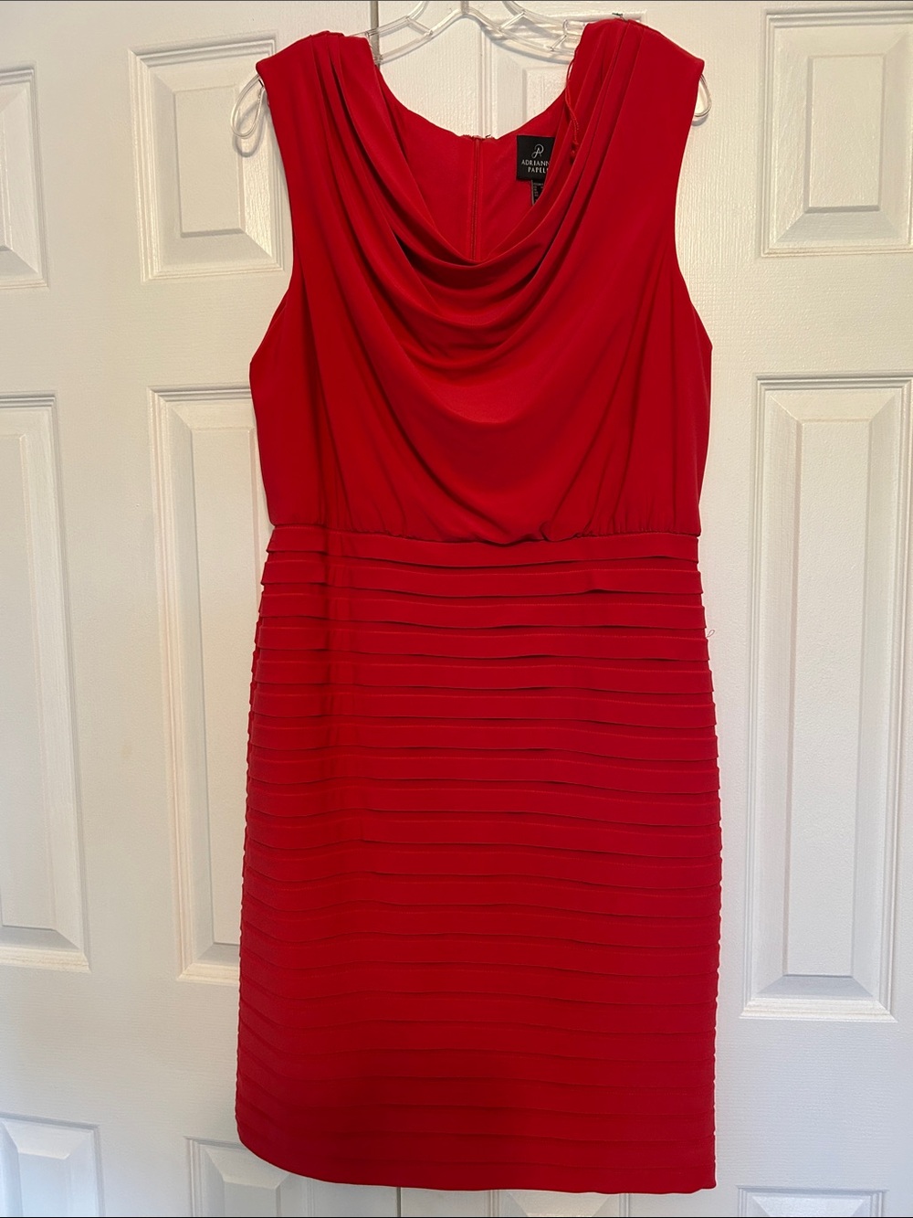 Adrianna Papell Red Cowl-Neck Sheath Dress
